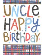 UNCLE Birthday Card - Words on Plaid