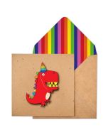 Greeting Card - Red Dinosaur