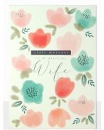 WIFE Card - Embossed Pastel Flowers