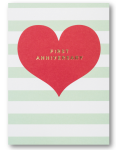 1st ANNIVERSARY Card - Red Heart