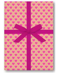 Folded Wrapping Paper - Pink Hearts
