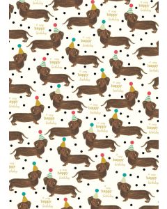 Folded Wrapping Paper - Birthday Dachshunds