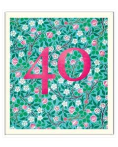 AGE 40 Card - Floral Background 