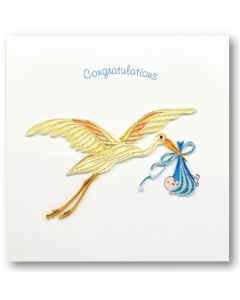 BABY BOY Card -  Stork Quilling