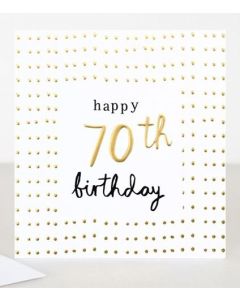 70th Birthday Card - Elegant Gold Dots 