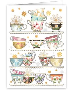 Greeting card - Floral tea cups 