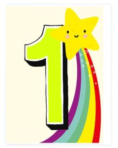 AGE 1 Card - Star & Rainbow
