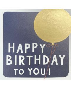 Birthday card - Elegant gold balloon on navy