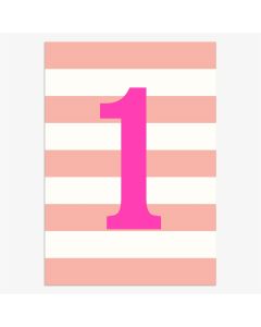 AGE 1 card - Neon pink '1' on pink & white stripes