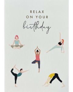 Birthday Card - 'Relax' exercising women