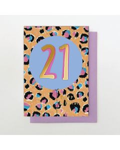 AGE 21 card - Balloon on animal print 