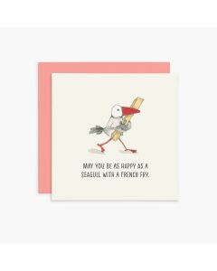 Greeting Card - Happy Seagull with French Fry