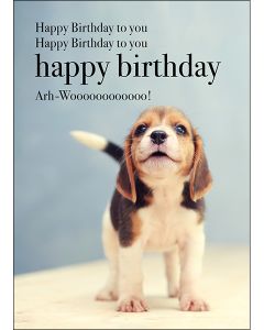 Birthday card - Puppy 'Arh-Woooo!