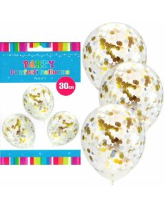 Confetti Balloons - Metallic Gold & Silver (pack of 3)