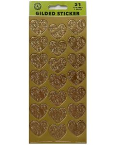 Seals/Stickers - Gold Gilded Hearts (PK 21)