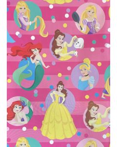 Folded Wrapping Paper - Disney Princesses on pink 
