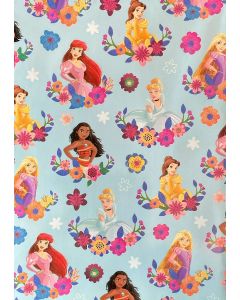 Folded Wrapping Paper - Disney Princesses on blue