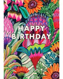 BIG Card - BIRTHDAY - Bold, colourful flowers on black