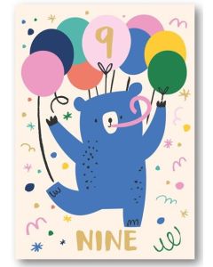 AGE 9 Card - Bear & Balloons