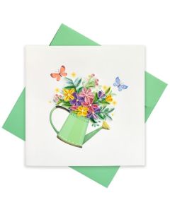 Quilling Card - Watering Can Flowers