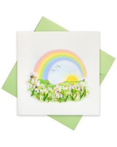 Quilling Card - Rainbow with flowers
