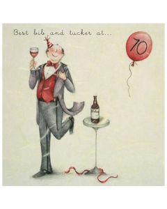 70th Birthday - Red balloon & wine