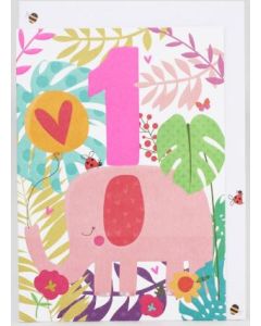 AGE 1 Card - Pink Elephant 