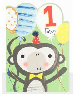 AGE 1 Card - Monkey & Balloons 