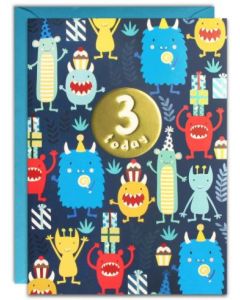 AGE 3 Card - Cute Monsters
