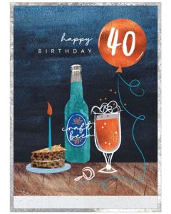 AGE 40 card - Cake & Copper balloon