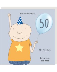 Age 50 card - Man with 50 balloon 