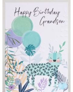 Grandson Birthday - Leopard & balloons