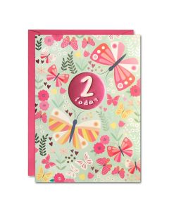 AGE 2 Card - Butterflies & Flowers 
