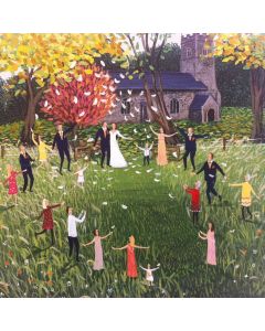WEDDING card - Wedding group in church grounds