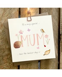 MUM card - Cute hedgehog & bird