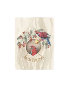 Christmas Card - Crimson Rosella, 'Deck the Hollows'