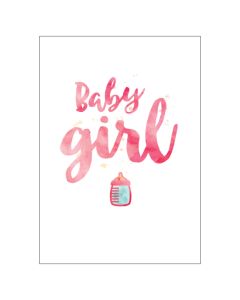 BIG Card - BABY GIRL watercolour, bottle