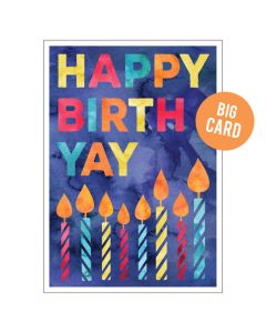 BIG BIRTHDAY card - Colourful words & candles