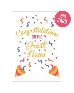 BIG Congratulations card - Great News with streamers