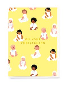CHRISTENING Card - Babies in White