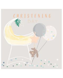 Christening - Baby Girl cot & balloons