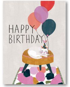 Birthday Card - Cat & Balloons