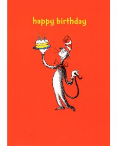 Birthday Card - Cat in the Hat with Cake