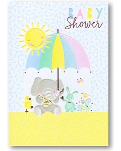 BABY SHOWER Card - Elephant & Bunny