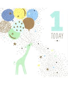 AGE 1 Card - Giraffe & Balloons