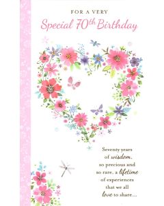 AGE 70 Card - Floral Heart