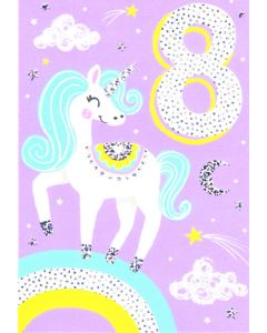 AGE 8 Card - Sparkly Unicorn