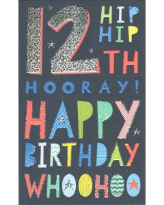 AGE 12 Card - Hip Hip Hooray