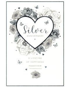 SILVER ANNIVERSARY Card - A Lifetime of Happiness