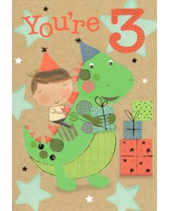 AGE 3 Card - Green Dinosaur